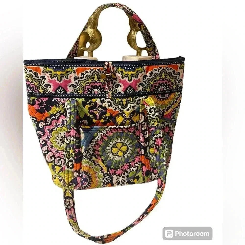 Vera Bradley Large Suzani Retired Toggle Tote multi color 17x14 inches